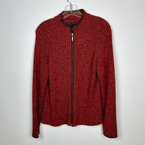 Nomadic Traders Red Zip Up Ribbed Heavy Weight Sweater Ramie and Cotton